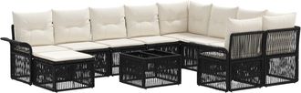 vidaXL Conjunto De Sof&aacute;s De Jard&iacute;n 11 Uds. Negro Rat&aacute;n Sint&eacute;tico Vidaxl