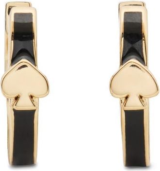 Kate Spade New York everyday spade slim huggie hoop earrings in Black at Nordstrom