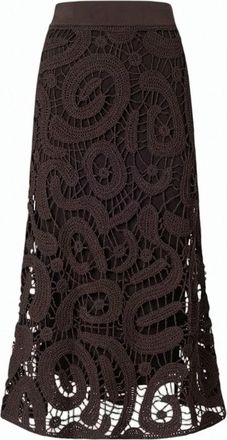 Pinko Maestrale Crochet Flared Midi Skirt