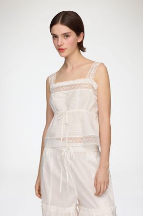 Ganni White Top in Cotton - Size 32 Organic