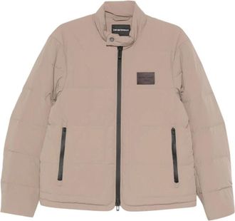 Emporio Armani Gewatteerde Donsjas - Heren - Gewatteerde jassen - Bruin - XL - Leer - Jassen