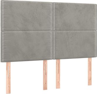 vidaXL Cabecero Con Luces Led Terciopelo Gris Claro 144x5x118/128 Cm Vidaxl