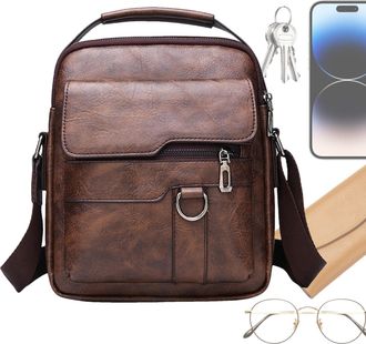 Generic Small Messenger Bag For Men - Big Capacity Shoulder Bag - Lightweight Retro Portable Chest Pack Adjustable Strap For Travel Passport