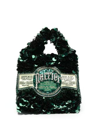 Anya Hindmarch Perrier shopper van gerecycled satijn - Groen