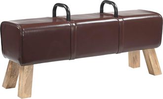 vidaXL Banco Marr&oacute;n Oscuro 110 X 30 X 45 Cm Cuero Real Vidaxl