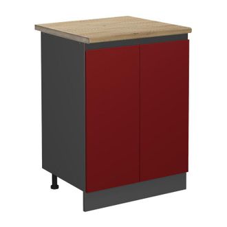 Vicco Mueble Bajo De Cocina R-line, Rojo, 60 Cm, Et Roble