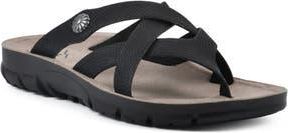 White Mountain Bansky Thong Comfort Sandal in Black Nubuck at Nordstrom Rack, Size 6.5