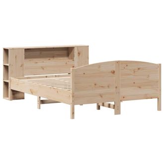 Berkfield Home Decorative Bookcase Bed without Mattress 135x190cm Solid Wood Pine in Light Tan | Size: 135x190 cm