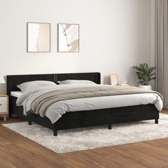 vidaXL Cama Box Spring Con Colch&oacute;n Terciopelo Negro 200x200 Cm Vidaxl