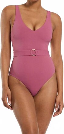 JETS Womens Isla Rib V Neck Belted One Piece In Mauve
