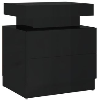 vidaXL Vidaxl - Mesita De Noche Madera De Ingenier&iacute;a Negro Brillo 45x35x52 Cm