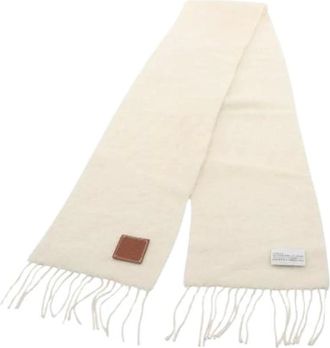 Loewe Pre-owned Scarves, female, Beige, Size: ONE SIZE Pre-owned Wool Scarf