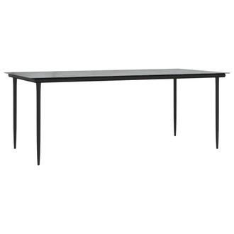 Berkfield Home Garden Dining Table Black 200x100x74cm Steel & Tempered Glass | Size: 200 x 100 x 74 cm