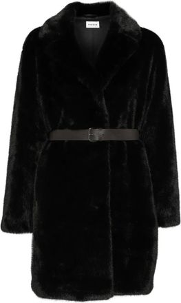 P.A.R.O.S.H. belted faux-fur coat - Black