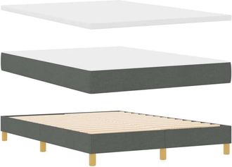 vidaXL Cama Con Somier Y Colch&oacute;n Crema 90x200 Cm Fabric Gris Oscuro Vidaxl