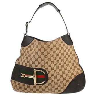 Gucci Pre-owned Shoulder Bags, female, Brown, Size: ONE SIZE Pre-owned Vintage horsebit shoulder bag