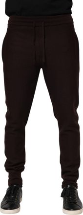 Dolce & Gabbana Mens Knit Jogger Drawstring Pants - Dark Brown Cashmere - Size EU 48 (Mens)