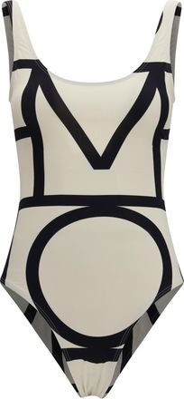 Toteme Womens One-Piece Swimsuit Monogram Tofu Polyamide Swimwear Sea Clothing