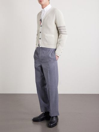 Thom Browne Striped Garment-Dyed Cotton Cardigan