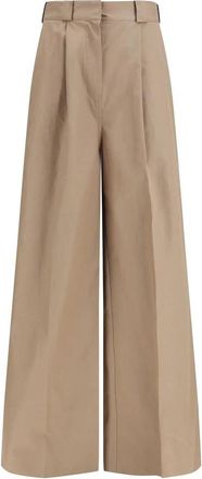 Balenciaga High-waist broek - Dames - Wijde Broeken - Beige - S - Katoen - Broeken