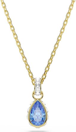 Swarovski Chroma Pendant, Pear Cut, Blue, 18K Gold Finish