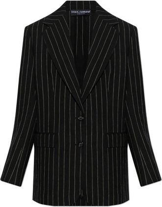 Dolce & Gabbana Oversized Nadelstreep Blazer - Dames - Blazers - Zwart - XS - Wol - Jassen