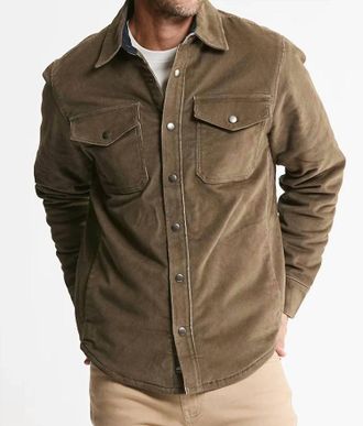 Jachs NY Sherpa Lined Corduroy Shirt Jacket In Olive