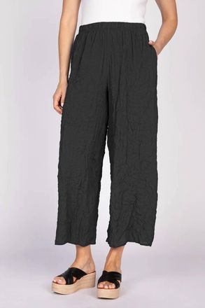 Habitat Crinkle Crepe Flat Front Ankle Pants In Black