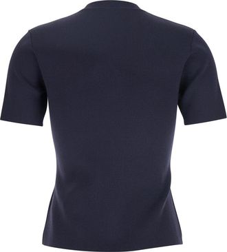 Max Mara Womens Blue Crewneck T-Shirt With Logo Viscose T-Shirts & Jerseys