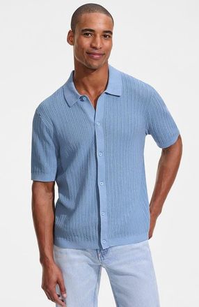Lands End Short Sleeve Lightweight Button Through Polo in Oasis Blue at Nordstrom, Size Xx-Large