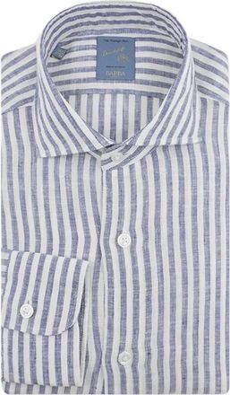 Barba Linnen Shirt - Heren - Zakelijke Overhemden - Blauw - XL - Linnen - Overhemden