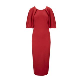 Elisabetta Franchi Midi Dresses, female, Red, S, Chic Zipper Dress