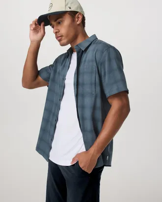 Vuori Clothing Short Sleeve Plaid Button Down Shirt | Dark Pewter | Medium