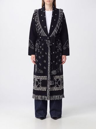 Alanui Cardigan lungo a vestaglia in lana vergine jacquard con frange