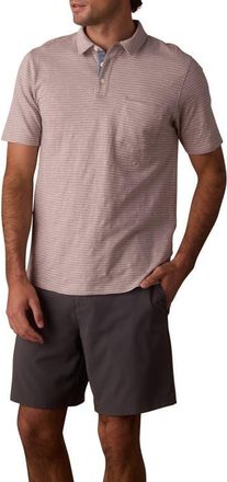 The Normal Brand Slub Pocket Polo in Greystone Stripe at Nordstrom, Size Small