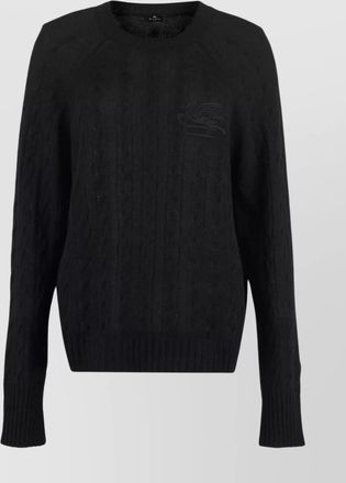 Etro cable-knit cashmere crew-neck sweater with raglan sleeves
