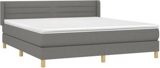 vidaXL Vidaxl - Cama Box Spring Con Colch&oacute;n Tela Gris Oscuro 160x200 Cm