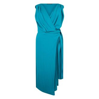 Alberta Ferretti Midi Dress with Draping - female - Alberta Ferretti - Midi Dresses - Blue - L - Dresses