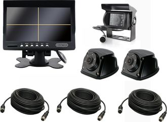 OEM Monitor Cu&aacute;druple De 7 Pulgadas + C&aacute;mara De Marcha Atr&aacute;s + 2 C&aacute;maras Laterales + 2x3m + 15m