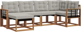 vidaXL Conjunto De Sof&aacute;s De Exterior 6 Uds. Gris Natural Y Claro Vidaxl