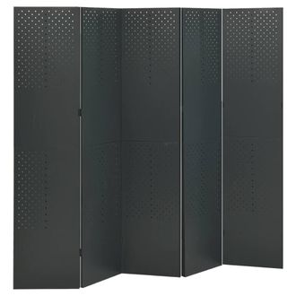 Berkfield Home 5-Panel Room Divider Anthracite 200x180 cm Steel in Black