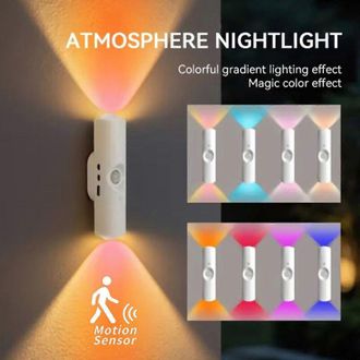 OEM Veilleuse Led Rgb - Sensor De Movimiento 5 M - Carga Usb - Montaje Magnetico - Pack De 4