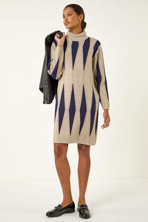 Roman Abstract Knit Jumper Dress