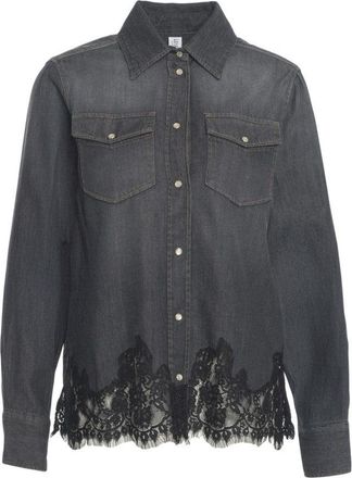 Liu Jo Denim Shirt With Lace Trim