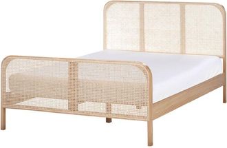Beliani Bed Pine Wood GONFARON 140 x 200 cm (EU Double) Light Brown