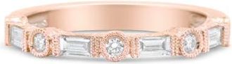 House of Brilliance 14K Rose Gold 3/8 Cttw Diamond Bridal Band Ring in Pink at Nordstrom