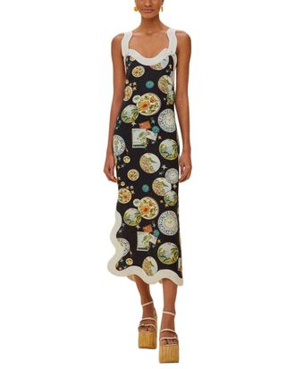 Farm Rio Farm Rio Linen Trip Souvenir Wave Cropped Sleeveless Maxi Dress