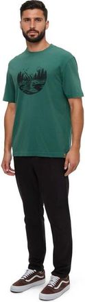 tentree Regenerative Lake Life Portal T-Shirt in Tidal Teal/meteorite Black at Nordstrom, Size Xx-Large
