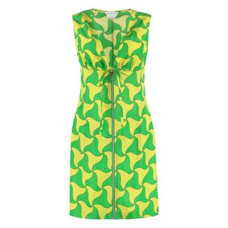 Bottega Veneta Jurk met golvende driehoekprint en V-hals - Dames - Jurken - Veelkleurig - Maat: 2XS Zijde