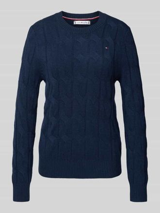 Tommy Hilfiger Regular Fit Strickpullover aus reiner Wolle in Marine, Größe XXL